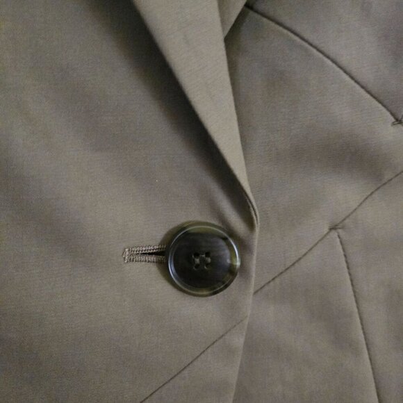 Lafayette 148 New York Cotton Blend Tan/Fatigue, One Button Blazer Size 8 - Picture 3 of 5